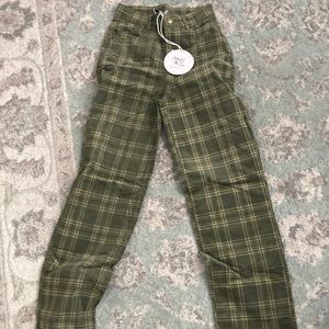 Princess Polly Leah corduroy pants green plaid